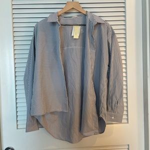 Elodie asymmetrical striped button down shirt